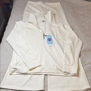 NWT Joy Cleanboss cream Pullover and Pants Set LARGE TALL